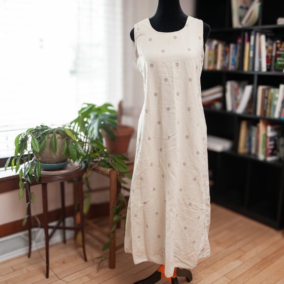 Christopher &  Banks Dresses & Skirts - Vintage Y2K Linen Maxi Dress 8 Boho Southwest Minimalist Cottagecore Neutral